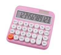 GENIE 612P 12-Digit Desktop Calculator with Dual Power (Solar and Battery) Pink