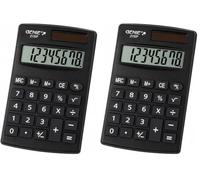 Genie Calculatrice 215 Chiffres P8 - Double Alimentation (Solaire et Pile) - Design Compact - Gris (Lot de 2)