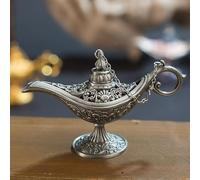 Genie Lampe à huile, lampe magique Aladdin, brûleur d'encens, lampe rétro légende Aladdin Magic Genie Wishing Light, lampe de génie arabe, pour décoration de table d'accueil, théière, lampe à huile