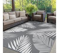 GENIMO Tapis Exterieur Resistant Pluie,Reversible Recyclable Résistant aux UV Tapis Extérieur Terrasse, Tapis Plastique Exterieur pour Balcon, Jardin, Camping, Barbecue, 275x365cm, Gris & Blanc