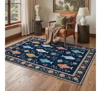 GENIMO Tapis Salon ou de Chambre 120x170cm - Vintage Indigo Bloom Tapis d'Intérieur Antidérapant pour Espace de Vie et Repos - Indigo Bloom