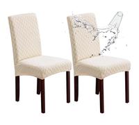 Genina Housses de chaise imperméables pour salle à manger, lot de 2, protège-chaises de cuisine, pour chaises Parsons (Argyle-Beige, 2 PCS)