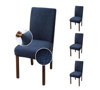 Genina Lot de 4 Housses de Chaise Extensibles pour chaises de Salle à Manger, chaises de Cuisine Parsons (Bleu Marine)