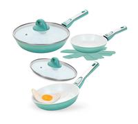 Genius Cerafit Revolution Set de 7 poêles 20+24+28 CM, 2 couvercles en verre, insert Viles, poêle à frire antiadhésive en céramique, poignée amovible