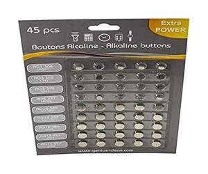 Genius Ideas 9431 - Lot de 45 Pièces Piles Boutons Alcalines - Idéal pour Faire Fonctionner Vos Petits Appareils