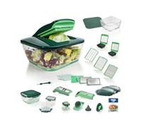 Genius Mandoline Nicer Dicer Chef 34 en 1 Multifunction Professionelle - Coupe-légumes avec bol en verre et coupe-tomates légumes | âtonnets, tranches, bandes, spirales, julienne