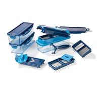 Genius Mandoline Nicer Dicer Smart 14en1 Multifunction Professionelle bleu - Coupe-légumes avec Grilles de découpe + Poussoir, Rabot, Eplucheur | dés, bâtonnets, tranches, bandes