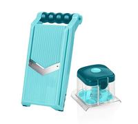 Genius Nicer Dicer Chef Professional Lot de 2 mandolines réglables - Trancheuse à trancher, avec Handy Hopper avec couvercle de protection, lame en V