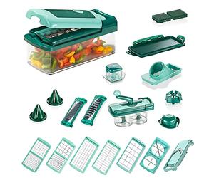 Genius Nicer Dicer Fusion Smart Set de 28 pièces + Twist - Coupe-fruits et légumes - Coupe-légumes - Coupe-oignon - Coupe-tomate manuel