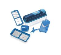 Genius Nicer Dicer Smart Coupe-légumes 6 pièces Mandoline Cuisine Trancheuse pour râper en dés, salade, fruits hachoir manuel, récipient de 800 ml, bleu