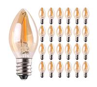 Genixgreen C7 Ampoule LED, 0.5W lumière de bougie Ampoules, Ambre Glow décoratif Edison Night Light LED E14 Candelabra Base de Filament Ampoule Ultra Blanc chaud 2200K non graduables 25 Pack