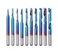 Genmitsu Lot de 10 embouts de toupie CNC en carbure avec tige de 1/8" (flûte unique), revêtement bleu nano solide, pour le travail du bois,acrylique, PVC, MDF, OS10A