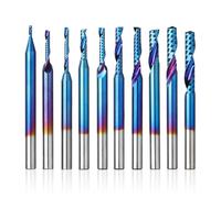 Genmitsu Lot de 10 fraises en spirale en carbure de tungstène (flûte unique) avec tige de 1/8 de pouce, fraises CNC, revêtement bleu nano HRA 91,5 supérieur, OS10B