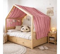 Genthread Couverture de lit Artisanale pour intérieur, 100% Coton, Mousseline, Couvre-lit pour la Maison, décoration de, Convient aux Filles et aux garçons(Rose rétro, 132 x 360 cm)