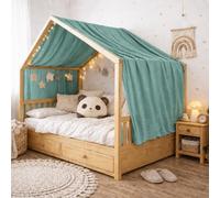 Genthread Couverture de lit Artisanale pour intérieur, 100% Coton, Mousseline, Couvre-lit pour la Maison, décoration de, Convient aux Filles et aux garçons(Vert, 132 x 360 cm)