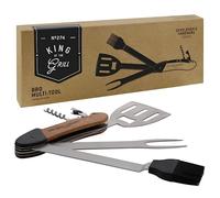 Gentlemen's Hardware GEN274 Barbecue Portable et Amovible 5 en 1 avec poignées en Bois et ustensiles en Acier Inoxydable