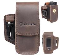 Gentlestache Étui en cuir pour outils multifonctions - Étui en cuir avec clip ceinture et clip pour ermeture magnétique EDC - Pochette pour outils Leatherman, lampe de poche, marron foncé