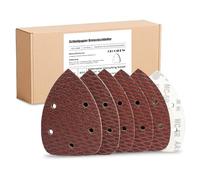 GEOGIEEW 100 Pièces Papier Poncage Triangle 140x90 mm 5 Trous, Grain 40-600 Papier Abrasif pour Ponceuse, Ponçage et Polissage de Voiture