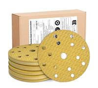 GEOGIEEW 50 Pièces Disques Abrasifs 150mm, 15 Trous Grain 600 | Base Latex Résistante aux Déchirures | Pour Bois/Métal/Voiture | Professionnels & DIY | Compatible Ponceuse Excentrique