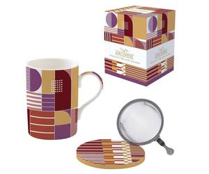 GEOMETRIC ART Coffret Mug Tisanière Porcelaine 350 ml EASYLIFE SC