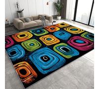 Géométrie Cube Tapis de Salon Petit 120x170 cm 3D Style Ethnique Tapis de Chambre Flanelle Antidérapant Lavable Poil Court Rug pour Salon Chambre Q-129