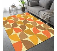 Géométrie Intérieur Tapis de Décoration 160x230cm Moderne Orange Jaune Marron Tapis Poils Ras Lavable Salon Moquette, Soft Antidérapant Tapis De Sol pour Chambre Couloir Paillasson Entrée 2Q923