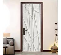 GéOméTrie Minimaliste CréAtive Sticker Mural Porte 73x205 cm Autocollant Décoration - Poster de Porte Blanc Résistant aux Rayures et aux Taches Stickers Muraux - Film Adhésif