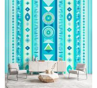Géométrique Bohème Papier Peint Panoramique Grandes Murales Poster, Triangle Rayé 300 x 210 cm Papier Peint Intissé Murales pour Salon Adulte Chambre d'enfants Étude Décoration