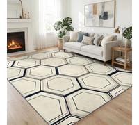 Géométrique Minimaliste Tapis Antidérapant 120 x 170 cm Doux Tapis, pour Salon Chambre à Coucher Salle à Manger Grille Hexagone Alvéoles Moderne Lavable Poils Ras Lavable Poils Courts Moquette