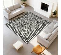 Géométrique Vintage Moderne Doux Tapiss Noir et Blanc Matrice Carrée Motif Échiquier/Plaid Imprimé Tapis Lavable Tapis de Antidérapant pour Couloir Entrée Salon Chambre Bureau 120 x 160 cm