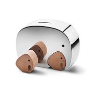 Georg Jensen MONEYPHANT Tirelire en Acier Inoxydable Poli en Forme d´éléphant avec des Petits Jumeaux en Bois de chêne