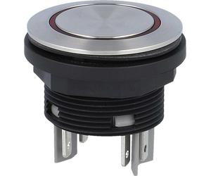Georg Schlegel Bouton-poussoir avec éclairage annulaire, 2S éclairé, rond, SHORTRON Fiche plate 2,8 mm x 0,8 mm - 1 pièce