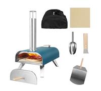 George Foreman Four à pizza d'extérieur portable à granulés de bois de 30,5 cm en bleu sarcelle avec pagaie et sac de transport, four barbecue et fumoir, pieds pliables GFWPPO1BLPC