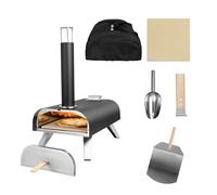 George Foreman Four à pizza portable d'extérieur à granulés de bois de 30,5 cm, noir avec pagaie et sac de transport, four barbecue et fumoir, pieds pliables GFWPPO1BPC