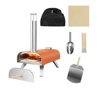 George Foreman GFWPPO1ORPC Four à pizza portable d'extérieur à granulés de bois de 30,5 cm en orange foncé avec pagaie et sac de transport, four barbecue et fumoir, pieds pliables