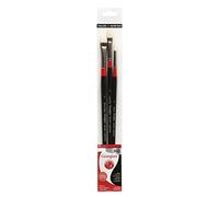 Georgian Daler Rowney Lot de 3 pinceaux à huile, 302, faits à la main, manche noir, long
