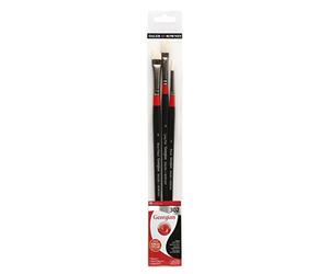 Georgian Daler Rowney Lot de 3 pinceaux à huile, 302, faits à la main, manche noir, long