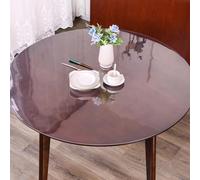 Geovne Nappe Transparente Écologique,Nappe Imperméable/Résistant à l'huile,Film de Protection pour Table en PVC,Nappe de Table Ronde,pour Bureau et Ordinateur,1mm d'Épaisseur (Dia.155cm/61in)