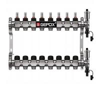 GEPOX Distributeur de circuit de chauffage en acier inoxydable pour chauffage au sol 8 cercles avec débitmètre - Contrôle hydraulique précis pour pompe à chaleur, chaudière à condensation et technique