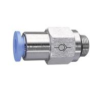 Ger. Clapet anti-retour "Blue Serie" - Poids : Pour Schl., G 1/2 A, pour un diamètre extérieur de 10 mm, pour une utilisation sur le plan de travail. Charge maximale : 10 bars, plastique/MS vern.