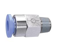 Ger. Raccord fileté « Blue Serie » auto-bloquant, R 1/2 a, pour un diamètre extérieur de 12 mm, pour une utilisation sur le plan de travail. Charge maximale : 10 bars, plastique/MS vern.