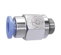 Ger. Raccord fileté"Blue Serie", tige auto-bloquante, G 1/4 a, pour un diamètre extérieur de 6 mm de diamètre Charge maximale : 10 bars, plastique/MS vern.