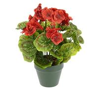 Géranium Artificiel en Pot - Buisson de géranium - Pelargonium - Plante de Parterre - Fleurs de Balcon - Plante Artificielle - Décoration de Table - Plante décorative - Plante d'intérieur - Fleurs