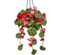 Géranium artificiel suspendu 70cm avec ampoule suspendue moyenne rose & rouge