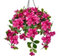 Géranium artificiel suspendu Rhododendron 70 cm avec ampoule suspendue rose