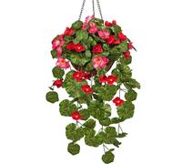 Géranium artificiel suspension 70cm plante décorative rose/rouge