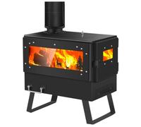 GERAZAHO Poêle à Bois D'intérieur Avec Four, Cheminée Indépendante | Large Fire View Window, Space Heating & Cooking, Smokeless, for Home, Cabin, Hotel, Offices and Workspaces