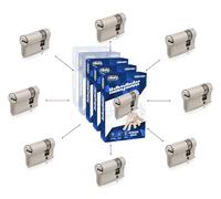 GERCAR Lot de 8 demi-cylindres Pro à fermeture identique 30/10 - 8 demi-cylindres profilés pour porte de garage avec 40 clés - Serrure de porte de garage de 40 mm - Longueur : 40 mm, A : 30 B : 10 -
