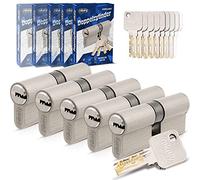 GERCAR Pro Fermeture identique 5x Cylindres de serrure 40/55 Set 5 cylindres profilés incl. 25 clés - 95 mm Serrure de porte Serrure à cylindre 5 cylindres - Longueur : 95mm, A:40 B:55 - Système de