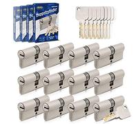 GERCAR Pro Lot de 12 demi-cylindres de serrure à fermeture identique, profilés pour porte avec 60 clés, serrures de porte, 12 cylindres, longueur : 62 mm, A : 28 B : 34, système de fermeture